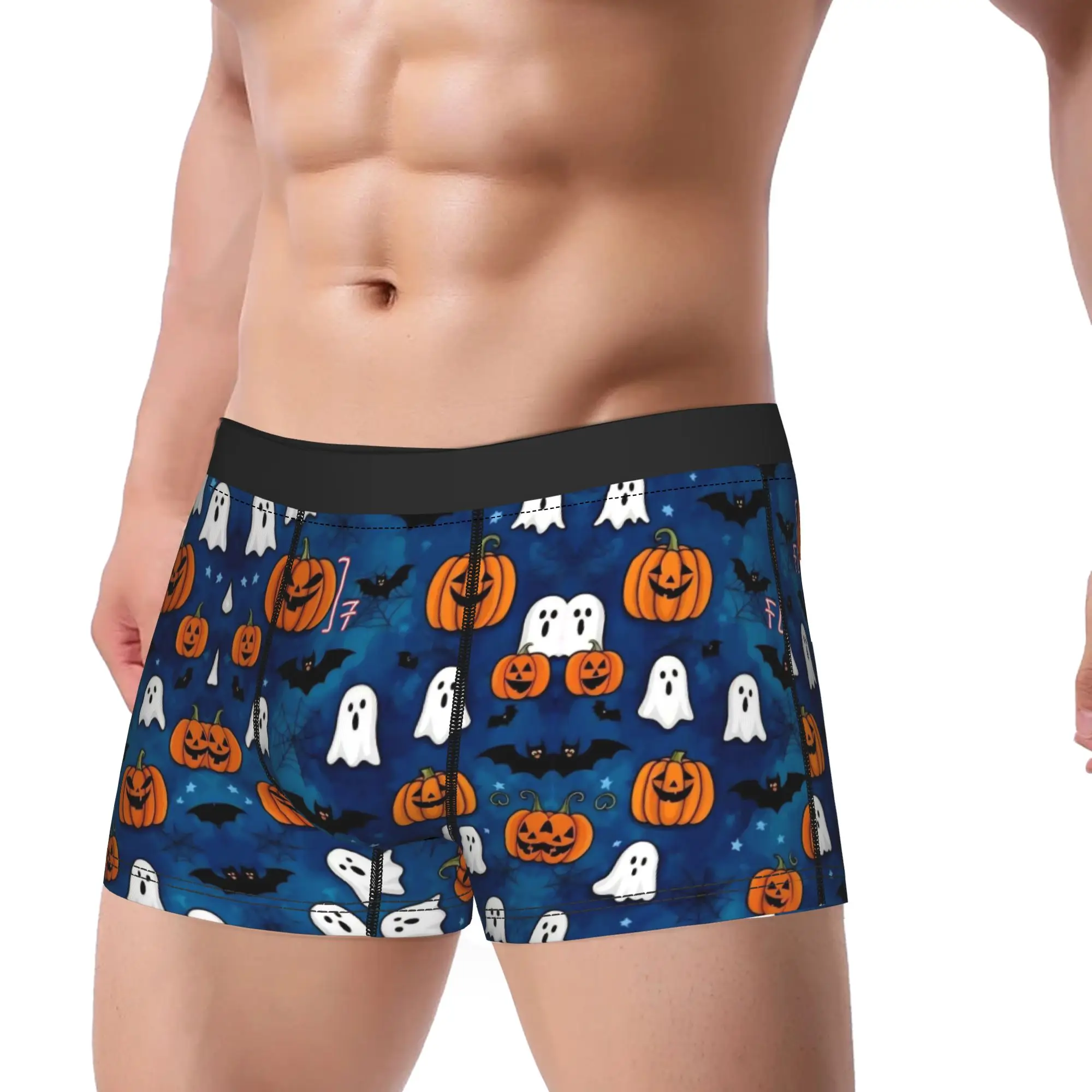 Halloween Ghost Pumpkin Spooky Trick Or Treat Witch Merch Boxers Shorts Humor Underwear  Boxer Briefs Gag Gifts For Men
