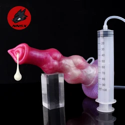 NNSX Large Dog Knot Ejacultion Dildo With Sucker Spray Liquid Function Silicone Squirting Penis Anal Buttplug Sex Toys For Women