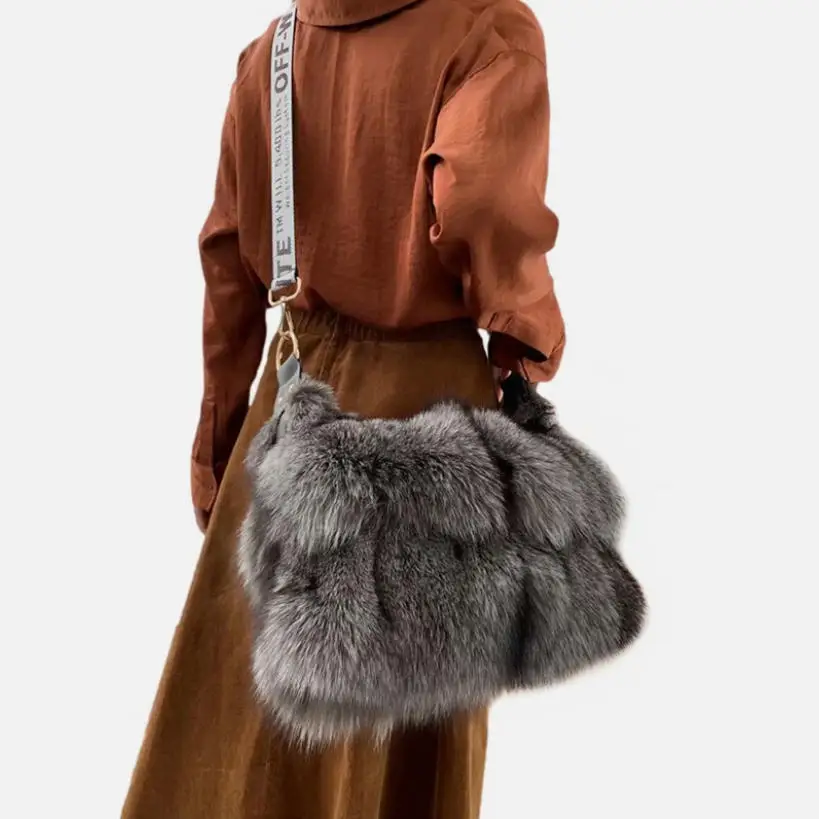 Women's Winter and Autumn Fur and Faux Fur Tote Bag with High-End Style, Large Capacity, Versatile Shoulder and Underarm Bag