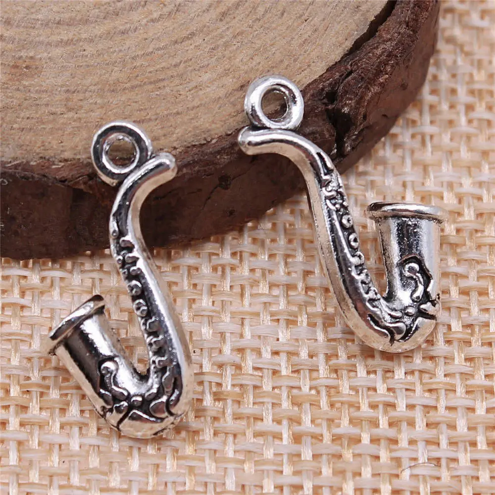 Men Accessories Saxophone Charms Vintage Jewelry 22x11mm 10pcs