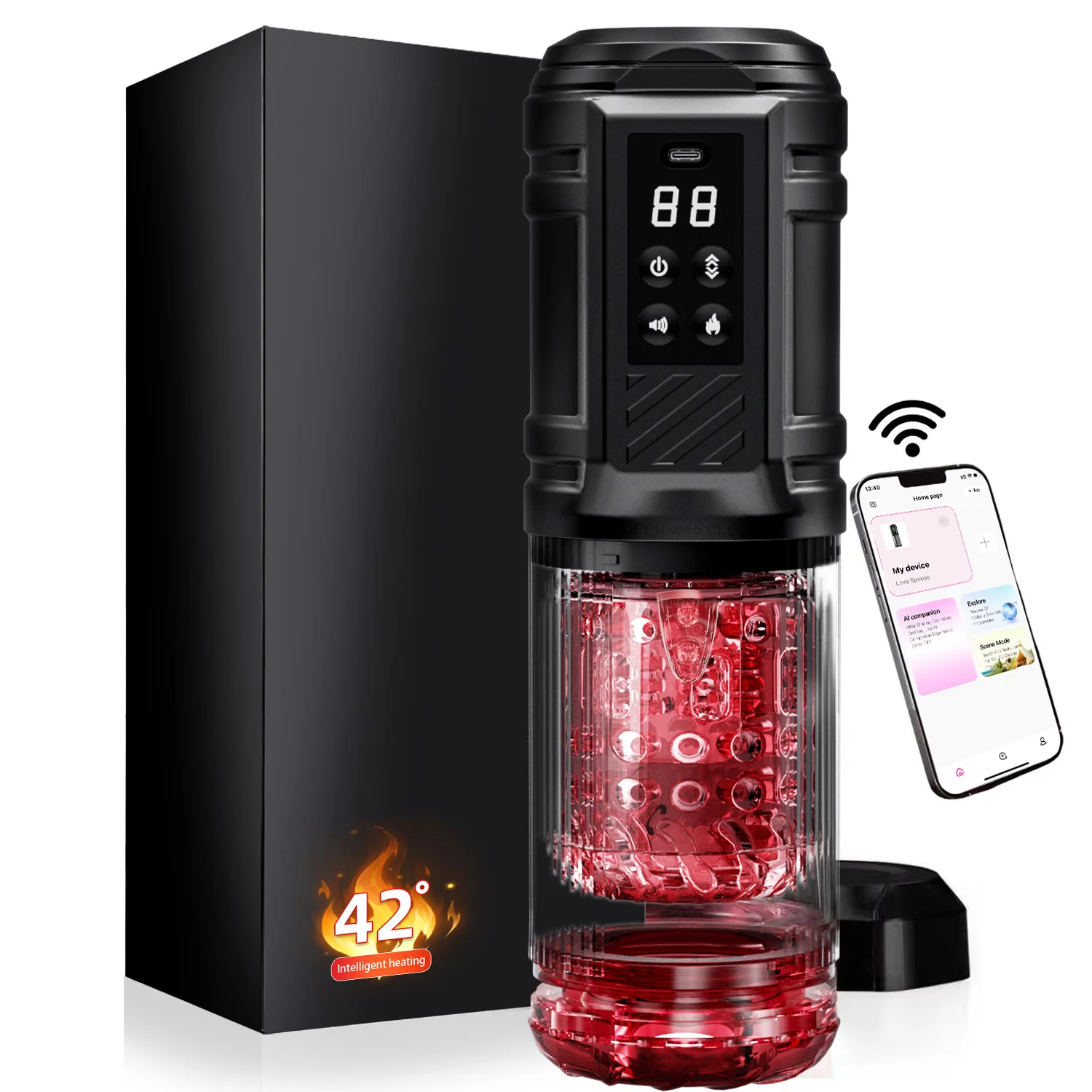 Automatic Male Masturbator APP Heated Telescopic Rotating Sex Toy for Men Pocket Pussy Sucking Masturbation Cup with LED Display
