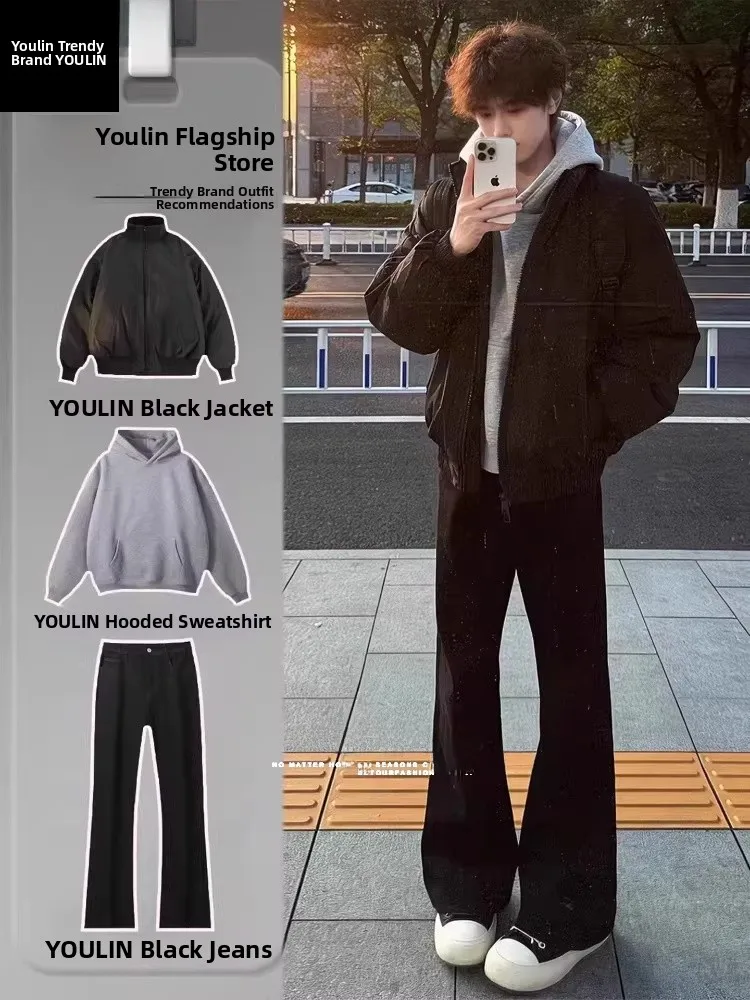 

Cleanfit American Pilot Jaet Spring OOTD Men's Cool Haome Outfit Set ort Coat Youth Casual Sports Suit