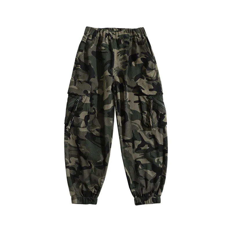 Boys Camouflage Jogging Pants Streetwear Cotton Cargo Trousers Harajuku Casual Joggers Spring Fall for Kids Clothes 6 to 14 Year