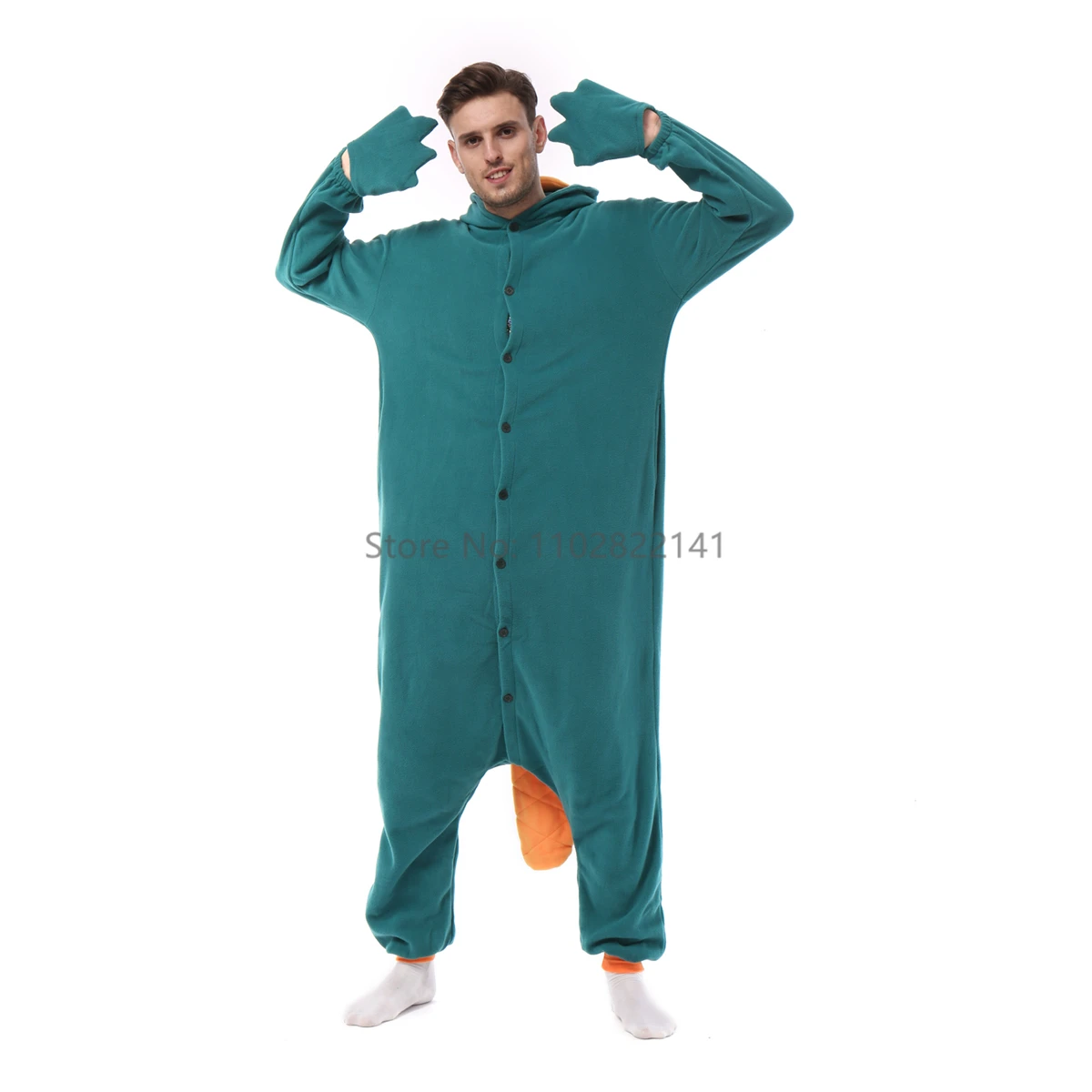 Favofans Adult Halloween Onesie Cartoon  Green Duck Pajamas For Women Men Animal Kigurumi Pyjamas Homewear Cosplay Party Costume image 4