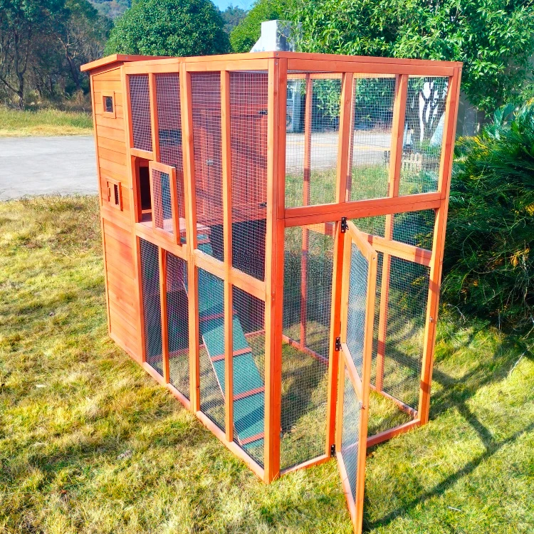 sf-SDCH012 Wooden Cat Catio - Large Solid Wood Cat Cage Pet House Playpen with Jumping Platforms & Napping Houses*