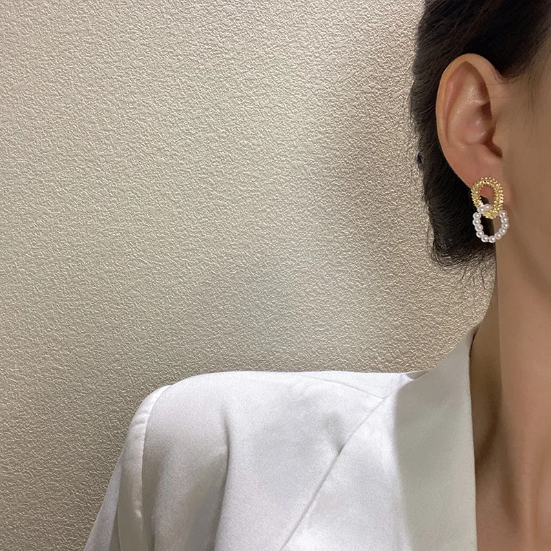 Baroque pearl earrings 2021 trendy earrings for female Xia Xiaozhong