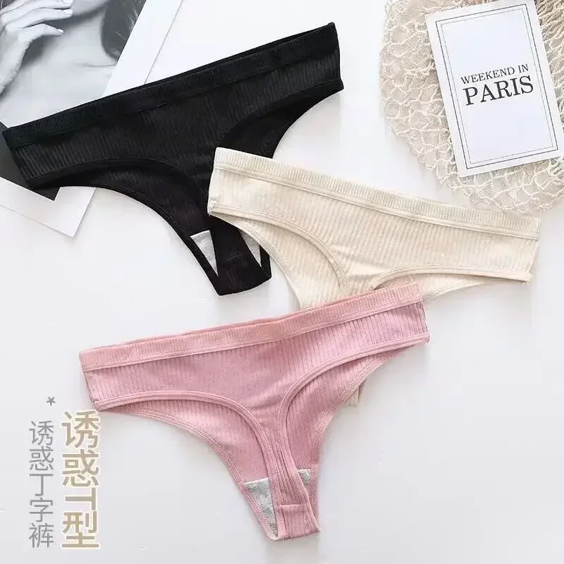 Cotton Women Panties Sexy Female Underpants Thong Solid Color Lingerie Low-Rise G-String Lenceria Para Damas Lingerie for Women