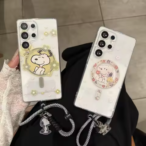 Peanuts Snoopy Phone Case For Samsung Galaxy S21 S22 S23 S24 S25 Ultra Note 10 20 Plus FE A16 A26 A36 Magnetic For Magsafe Cover