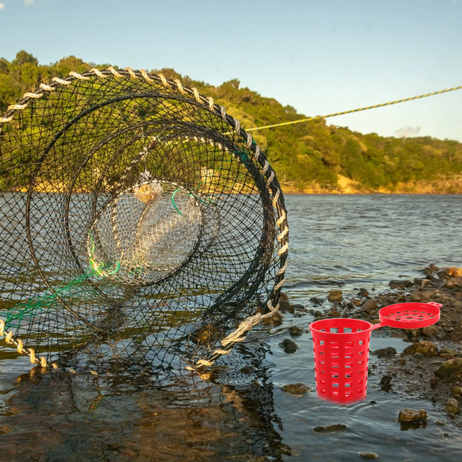 10Pcs Large Fishing Bait Cage Shrimp Crab Trap Holder Portable Fishing Feeder Outdoor Bait Box Basket Storage Container