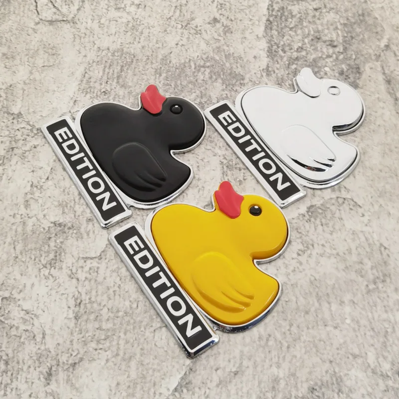 Car Modified High-End Metal Little Yellow Duck Decal 3D Stereo Personality Large Duck Body Side Emblem Rear Sticker for Auto