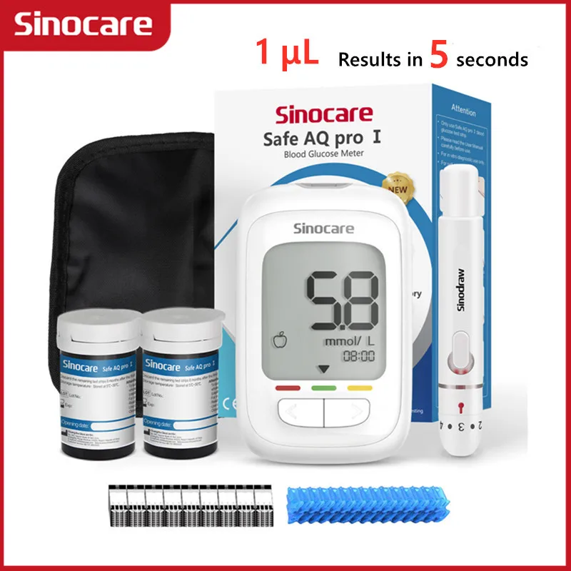 Sinocare Safe AQ Pro I Blood Glucose Meter Glucometer Kit Diabetes Tester or Test Strips Lancets Medical Blood Sugar Meter