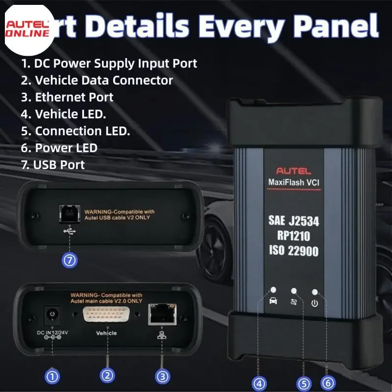 Autel-VCI MaxiFlash VCI Dongle J2534 ECU programmeur, fonctionne avec OEM Automaker GM Techline logiciel reprogrammation et Scanner Autel