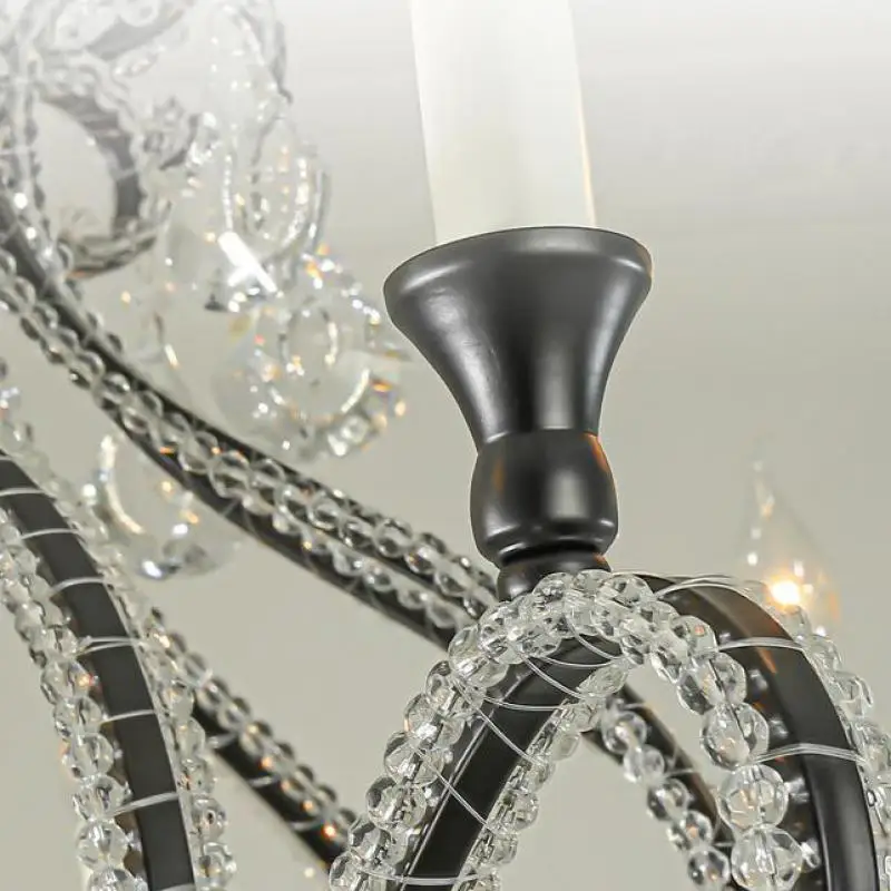 French Crystal curtain Chandelier LED Candle Lamp For Living Room Nordic Style Luxury Vintage Club Restaurant kitchen Lighting
