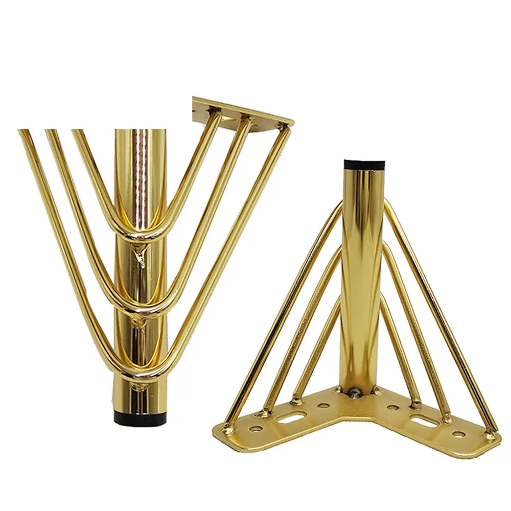 

4pcs Gold Sofa Feet Metal Home Bed Chair Dresser Tv Stand Bathroom Cabinet Coffee Table Legs Support Legs for Furniture 15/18cm