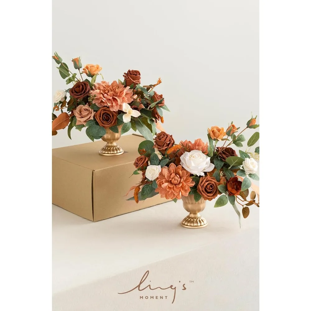 moment Künstliche Terrakotta-Blumen mit Vase, Hochzeit, Tischdekoration, Blumenstrauß, Herzstück, Blumentopf für Zeremonienempfang