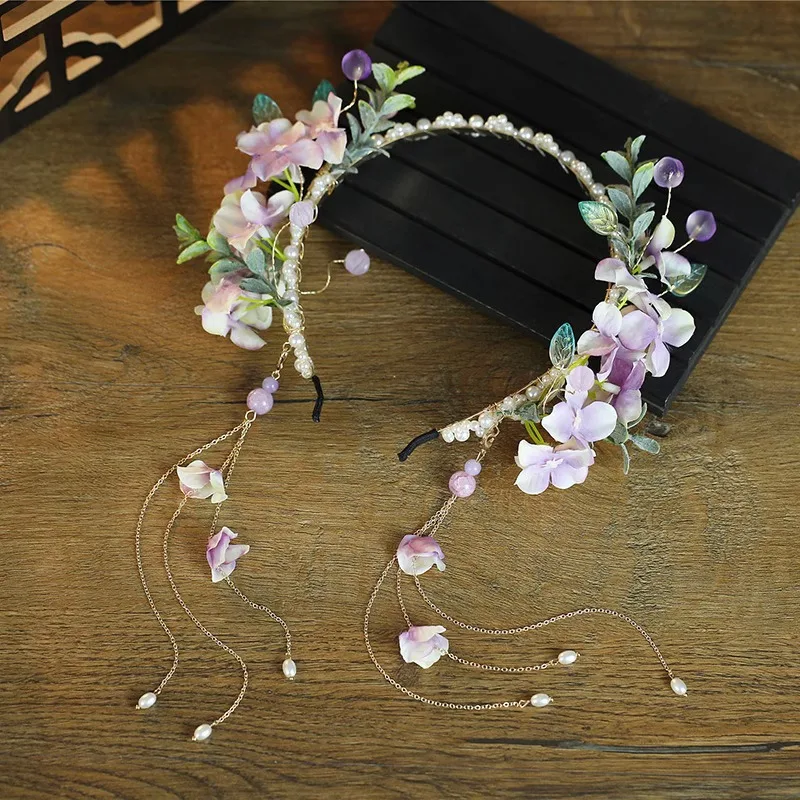 Haarband Chinese Hanfu Buyao Haar Hoepel Voor Vrouwen Bloem Hoofdband Meisjes Prachtige Bruiloft Vintage Hoofddeksels Geschenken Haar Sieraden