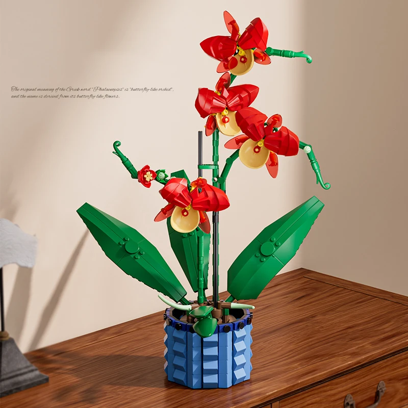 Creative Flowers Bouquet Orchid Bonsai Building Blocks Set Potted Plants Model MOC Bricks DIY Home Decoration Toy for Kids Gifts