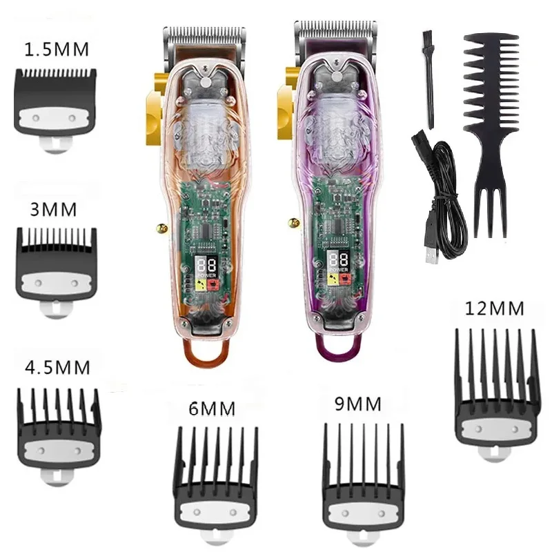 

Kemei Мужской триммер для волос из углеродистой стали, регулируемая электрическая машинка для стрижки волос, триммер для бороды с ЖК-дисплеем, машина для стрижки волос