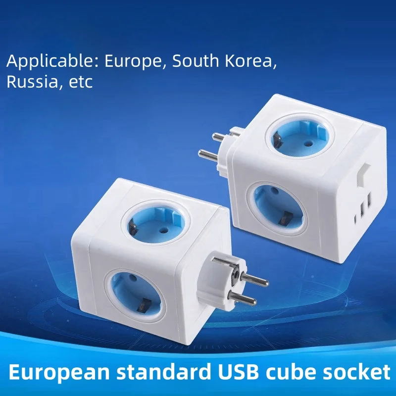 

Cube Conversion Plug Socket European Standard Usb Socket One To Four Converter Fast Charging Protable 2500w Eu Outlet