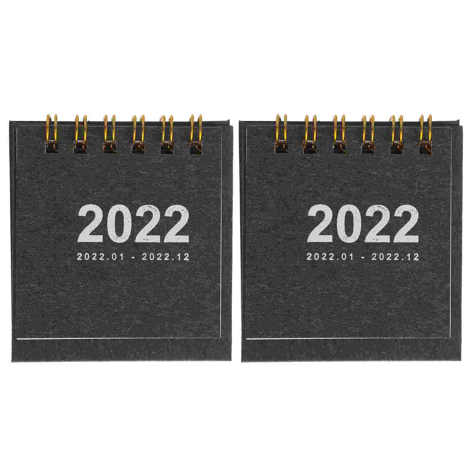2 PCS 2022 Mini Desk Calendar Desktop Portable New Year Office Simple Home Decorative Unique