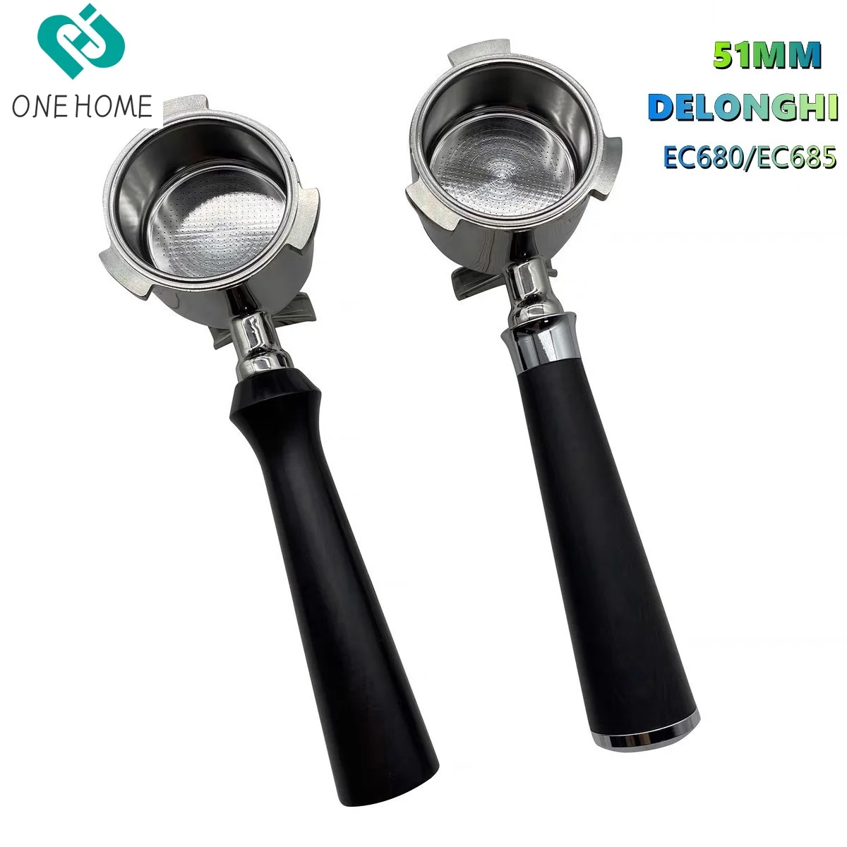 51mm Portafilter 3 Ears Double Spout Compatible for Delonghi Dedica EC680/EC685/EC820/EC850/EC860,Espresso Portafilter 51mm