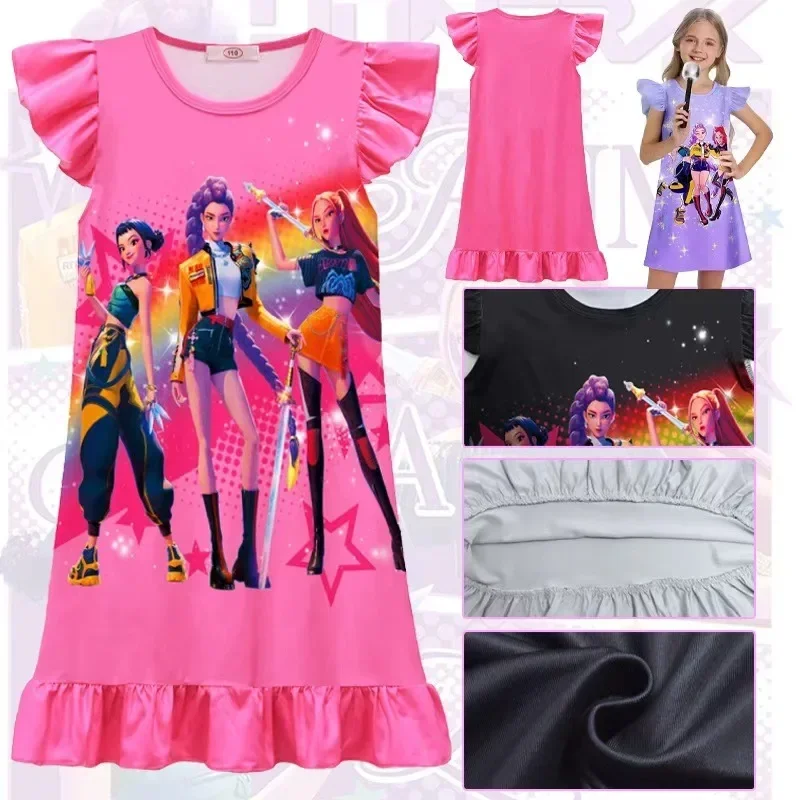 فستان Kpop Demon Hunters التنكري للأطفال - نمط Huntrix Rumi Mira Zoey، للفتيات الصغيرات، مثالي للكرنفال والحفلات #2