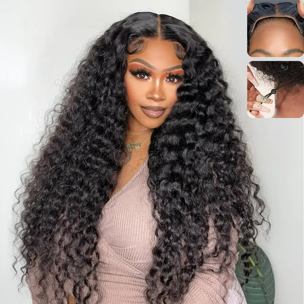 

Glueless Human Hair Wig with HD Lace, Deep Wave, 26 Inch, Pre Plucked for Women - Wear and Go