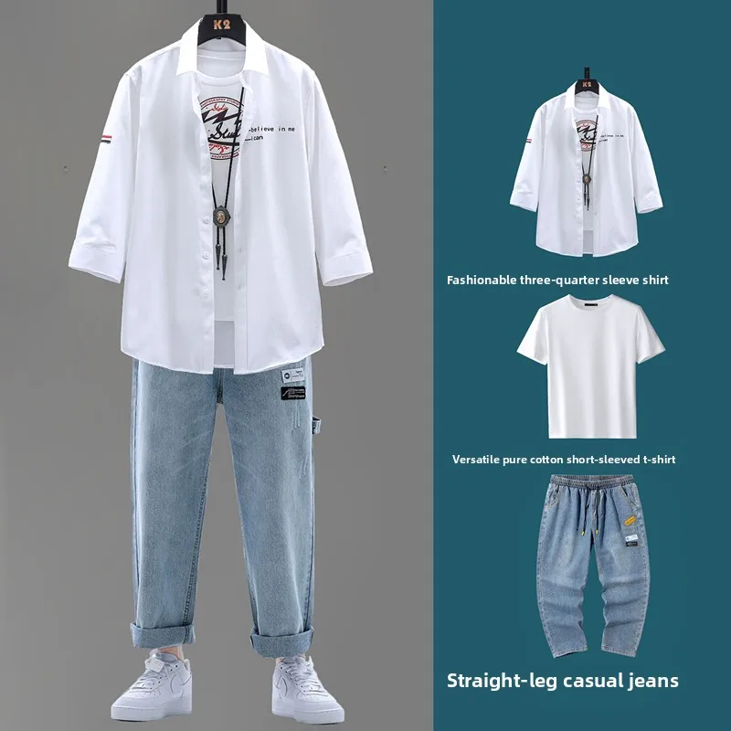 

Casual Men's irt Summer Outerwear Straight Leg Pants ort Sve Seven-Foot Sve M Student Casual irt Korean Trend