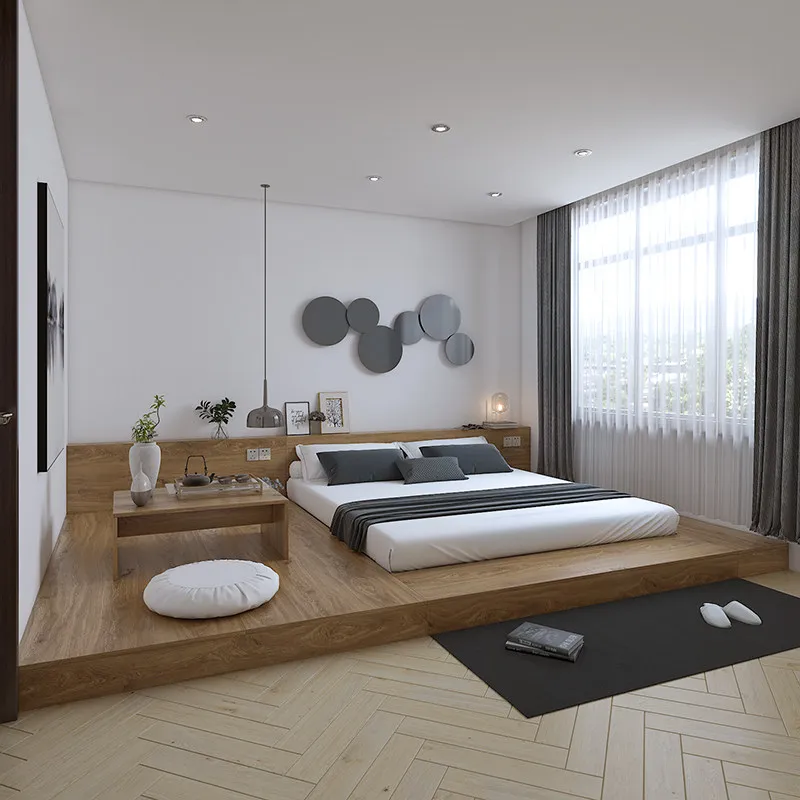 Japanese-style tatami floor bed combination master bedroom tatami bed homestay bedroom solid wood pedal rice sofa