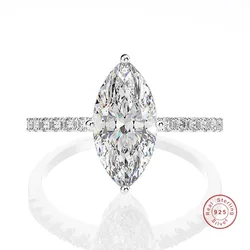 Promise Marquise cut 3ct Simulated Diamond Ring 925 Sterling Silver Engagement Wedding Rings for Women Jewelry Christmas Gift