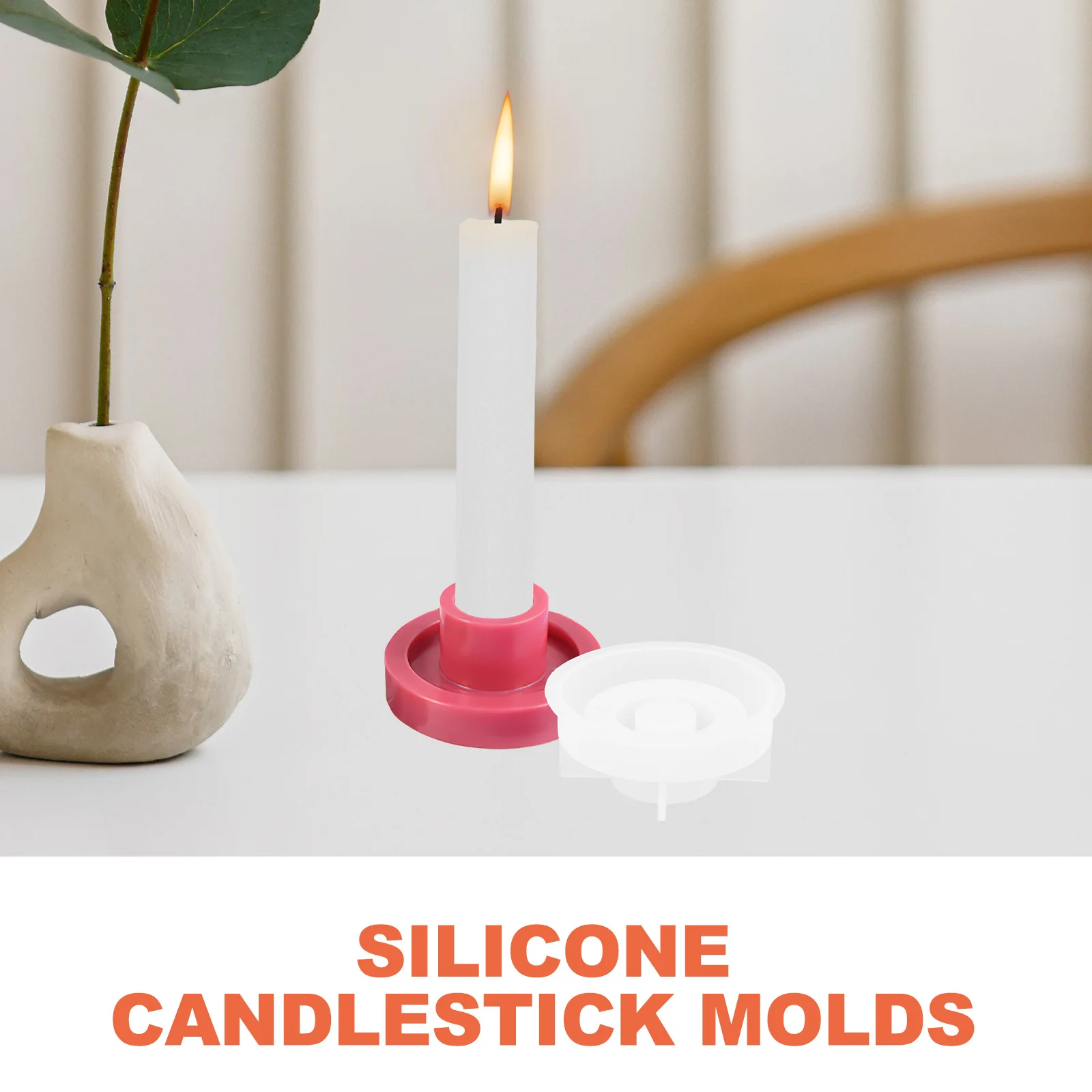 

2 Pcs Round Candlestick Mold Holder Molds Mould Decorate Silica Gel Making Forms