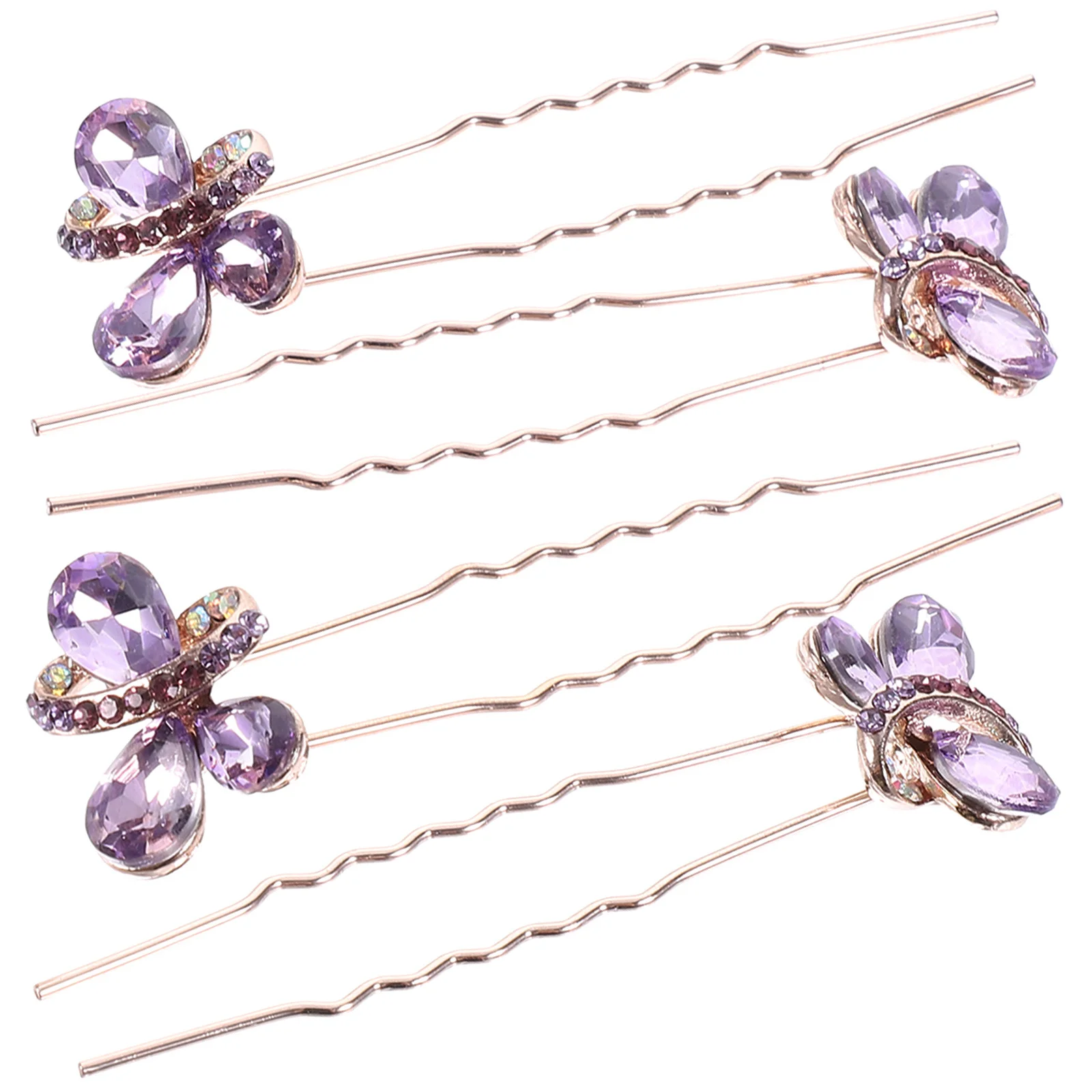 

4pcs Crystal U Shape Rhinestone Pin Bridal Wedding Rhinestone Fork Hair Accessories Women Decorative Hair Fork