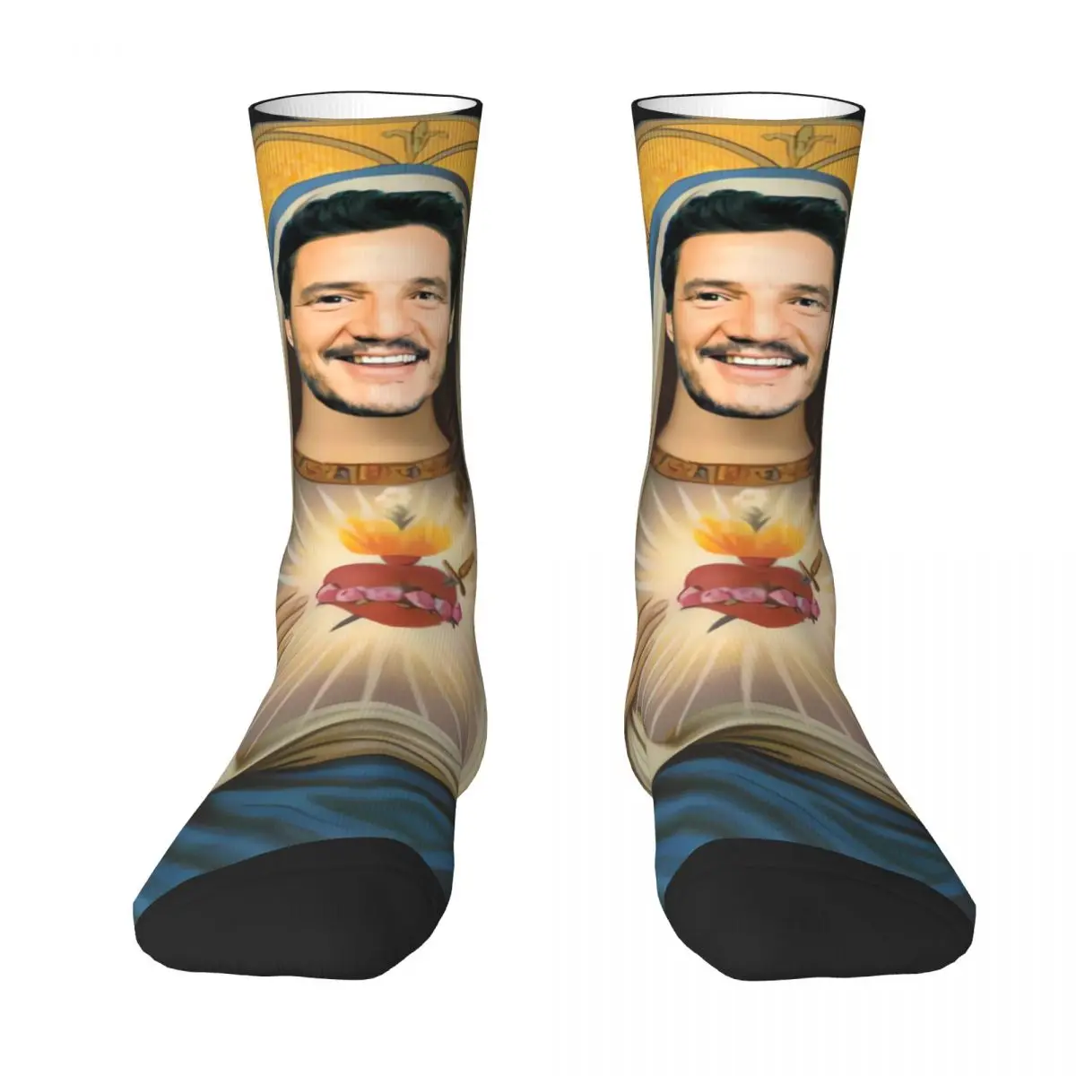 

Pedro Pascal Sacred Heart Socks Abstract Art Funny Stockings Autumn Anti Sweat Female Socks Comfortable Custom Outdoor Socks