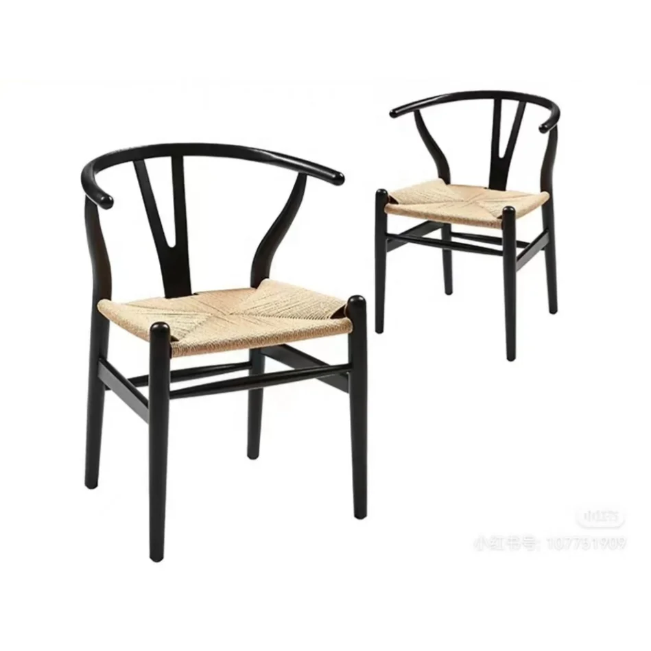 High Quality stacking solid wood Wishbone Y Dinning Chair Rattan Wooden Living Room restaurant Chair Armchair for sale