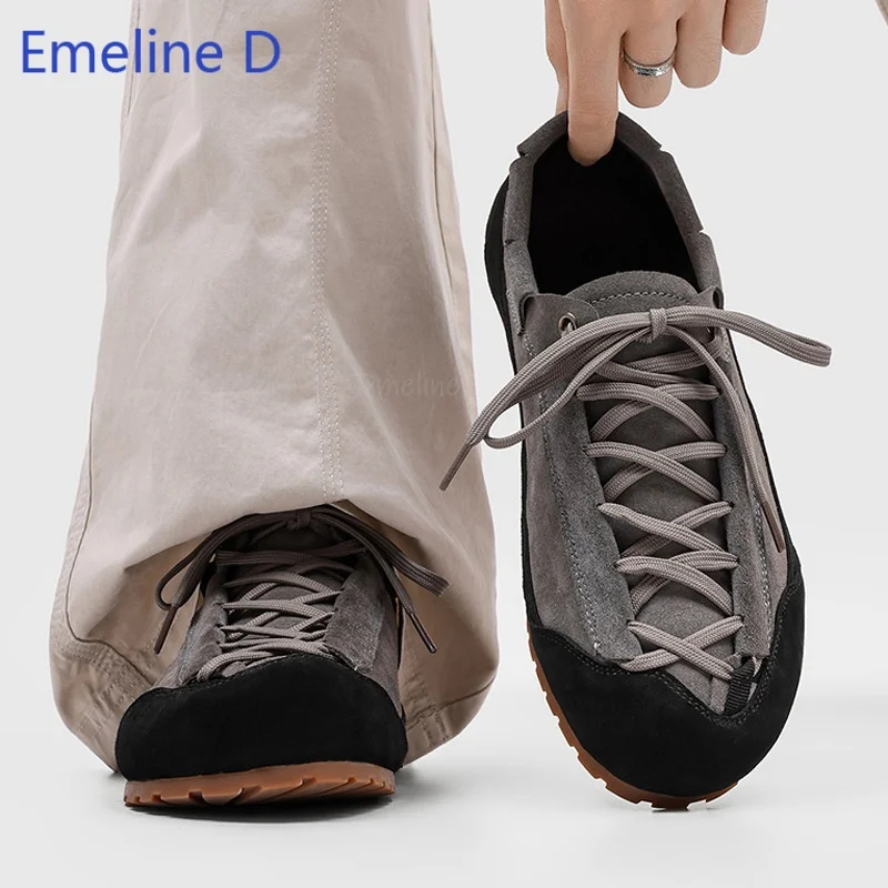 Men Street Sneakers Suede Spliced Color Block Panels Unique Crisscross Lacing Lightweight Daily Commute Low Top Casual Shoes