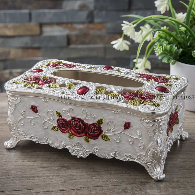 صندوق مناديل معدني على الطراز الأوروبي بتصميم عتيق للمنزل والفندق KTV صندوق مناديل إبداعي مجوف ومنحوت لغرفة المعيشة وغرفة الطعام #2