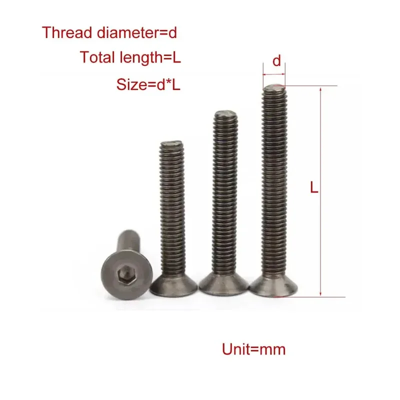 M3 M4 M5 Pure Titanium Hexagonal Countersunk Bolt DIN7991 Standard 10pcs