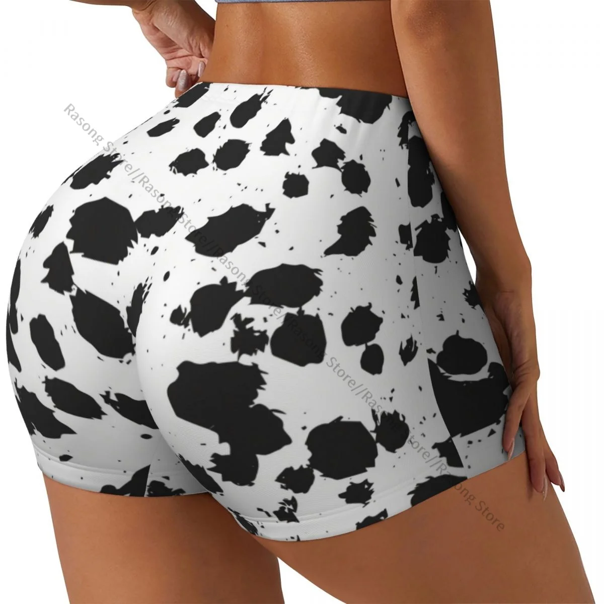 Push Up Short Elasticity Scrunch Butt Dalmatian Print Running Shorts Sports Shorts Womens Clothes Gym