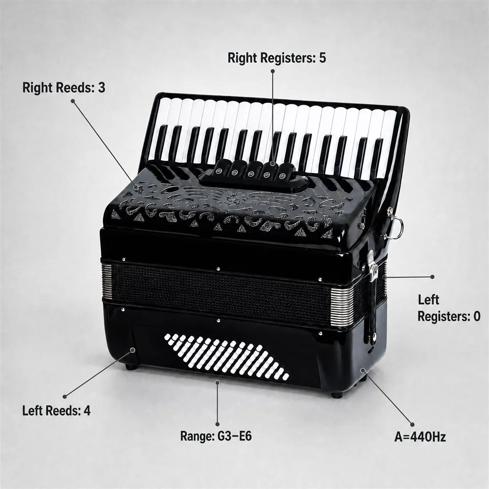 Hot Selling 22 Key 8 Bass Accordion Portable and Tuning for Beginners Excellent Tone Quality