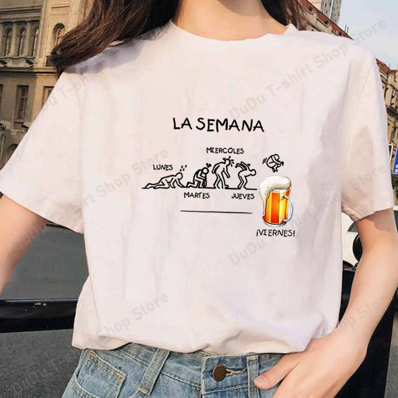 Funny Beer Printed T-shirts Men Women Summer Beer Week Short Sleeve Round Neck Cool Loose T-shirt Creative Personalized Tops