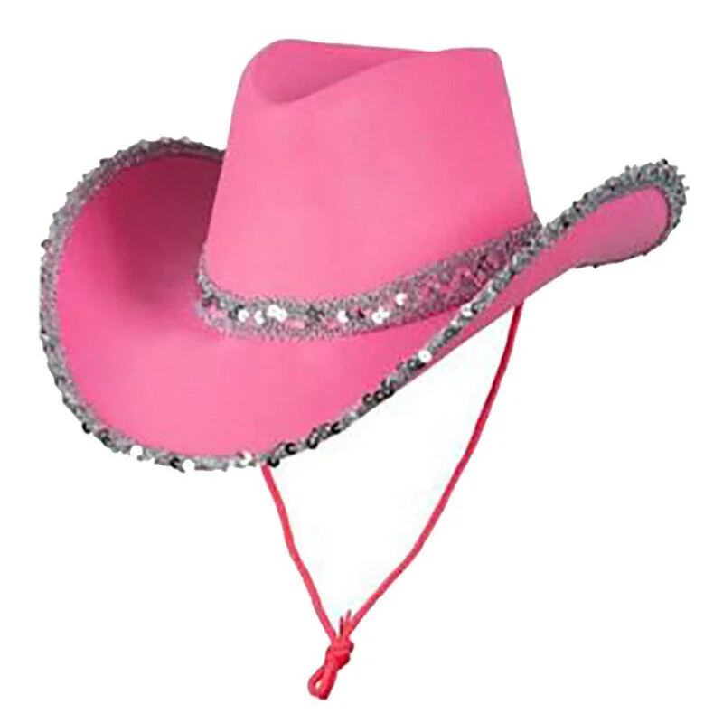 Sequin Cowboy Hat Cowgirl Caps Women Bachelorette Party Hats Funny Cosplay Props Curved Brim Jazz Hat Decoration Accessories