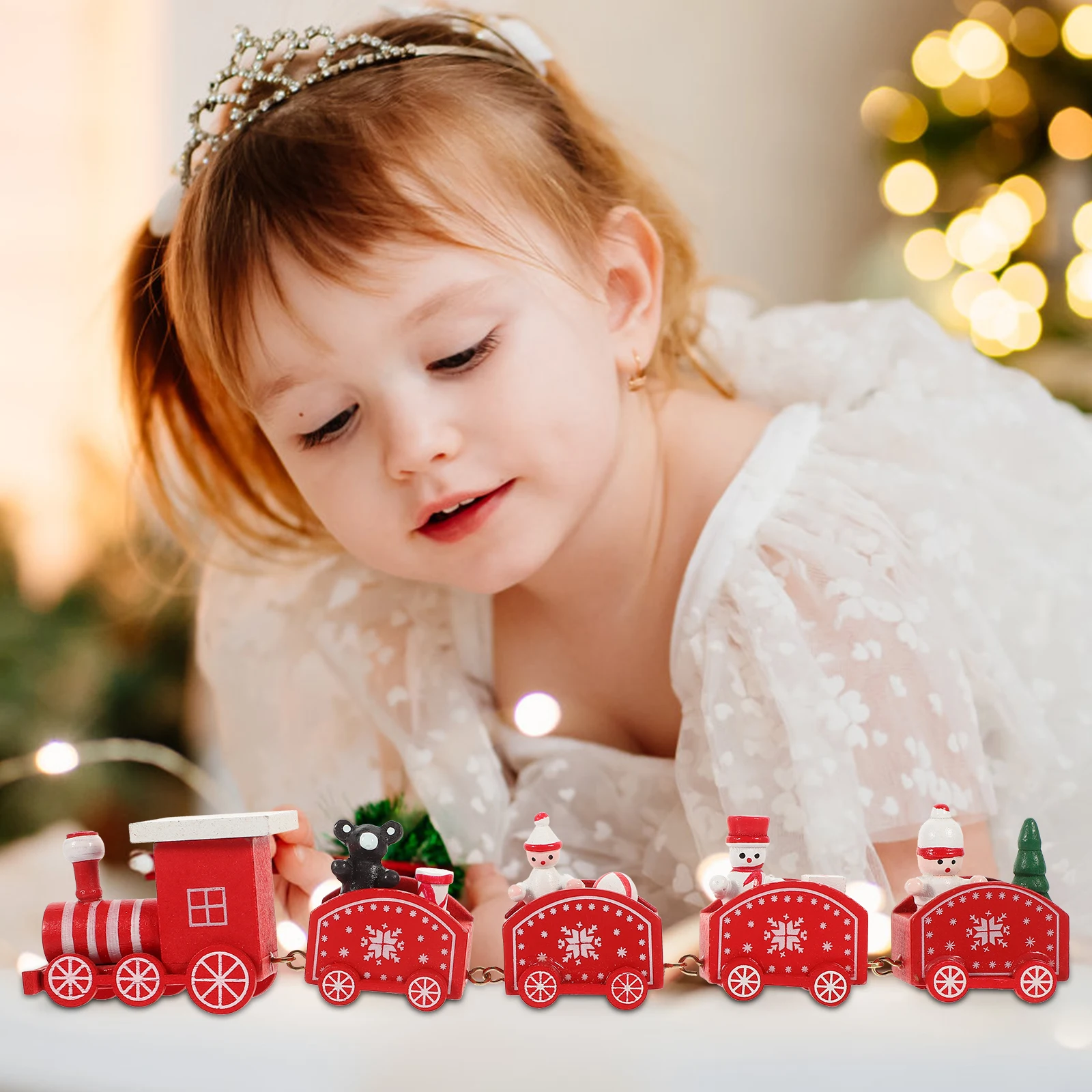 

Wooden Train Christmas Desktop Decoration Festival Home -Scene Xmas Train Adornment Party Decor Gift Christmas