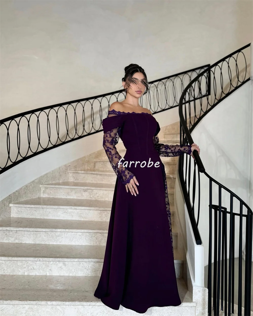 Customized Elegant Fashion Jersey Applique Pleat Draped A-line Off-the-shoulder Long Dresses Bespoke Occasion Dresses Sizes Avai