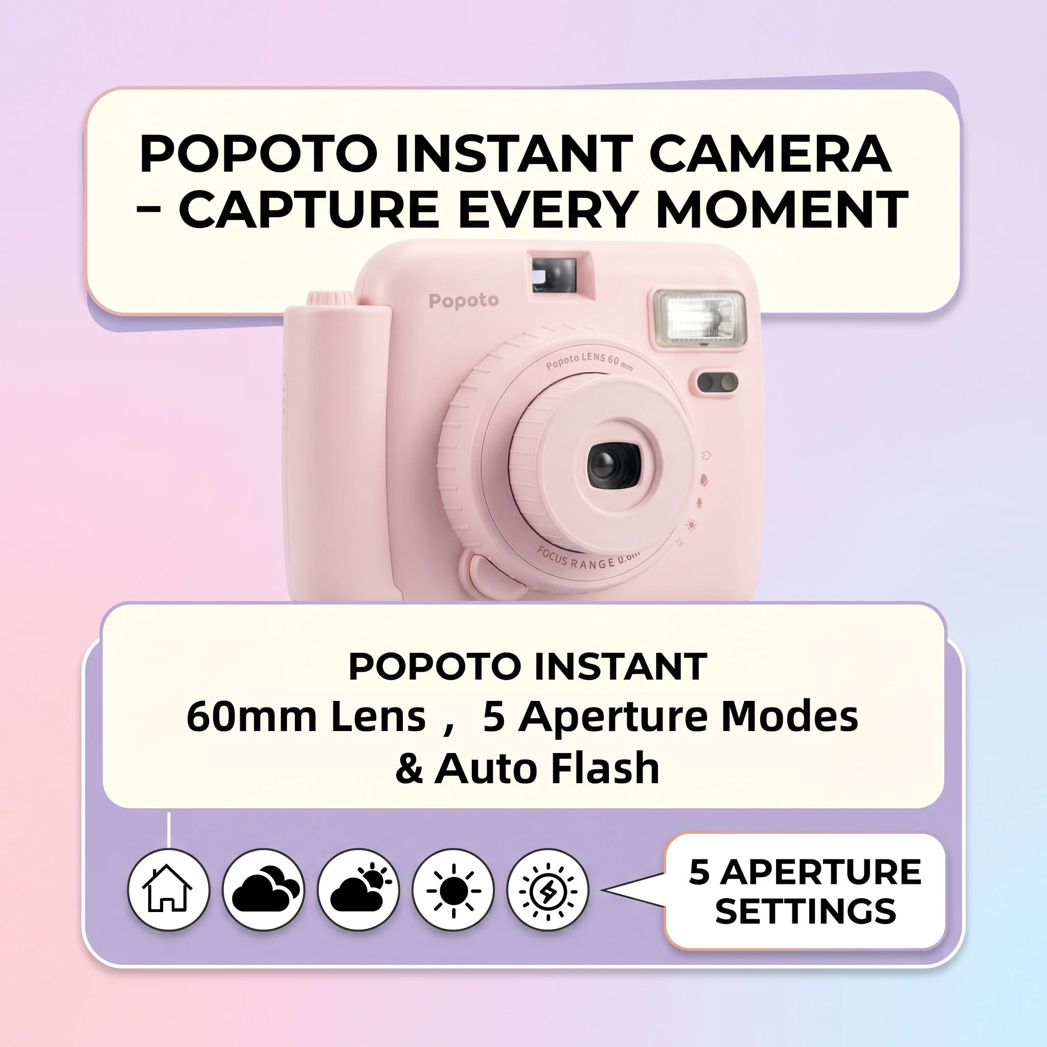 Popoto instant camera is the perfect gift for travel, parties, Christmas, and concerts. It captures vibrant, retro-style photos.