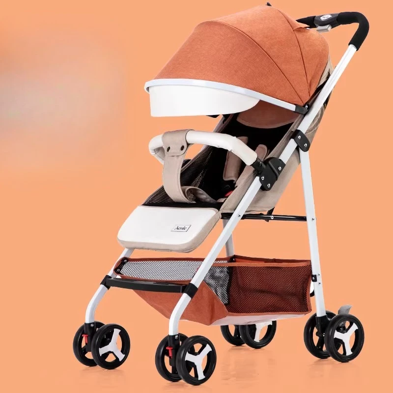‌Ultra-Light Reversible Pram 360°Wheels Key Fold Wide Shockproof  w/Hardboard Sunshade Lay-Flat Design Compact Umbrella Stroller - Image 5