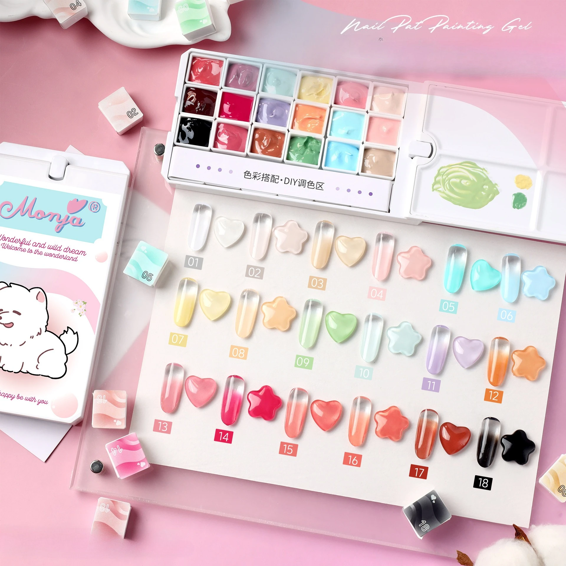 

18 Colors Patting Painting Gel Nail Polish Blooming Transfer Design UV LED Soak Off Gel Varnish Gradient Pat Gel Palette