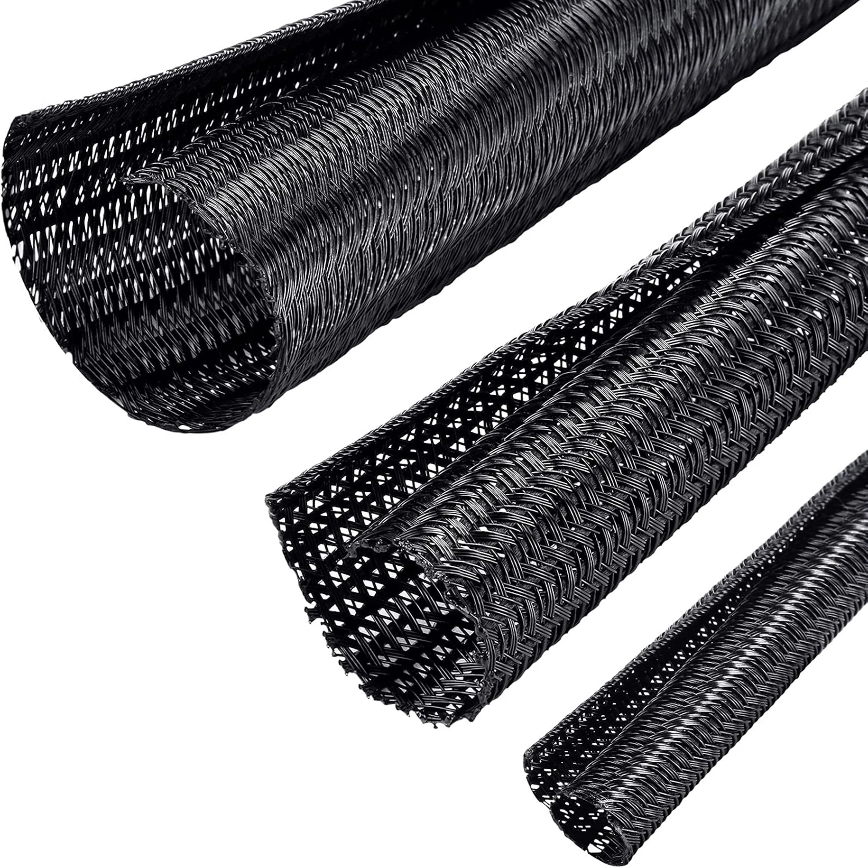 1m RV Camper Wire Harness Wrap Flame Retardant PET Braided Cable Sleeve Self Closing Expandable High Temperature Cable Protector