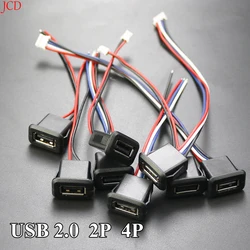 5/10PCS 2 Pin 4 Pin USB 2.0 Female Power Jack 2P 4P USB 2.0 Charging Port Connector Data Interface with Cable USB Charger Socket