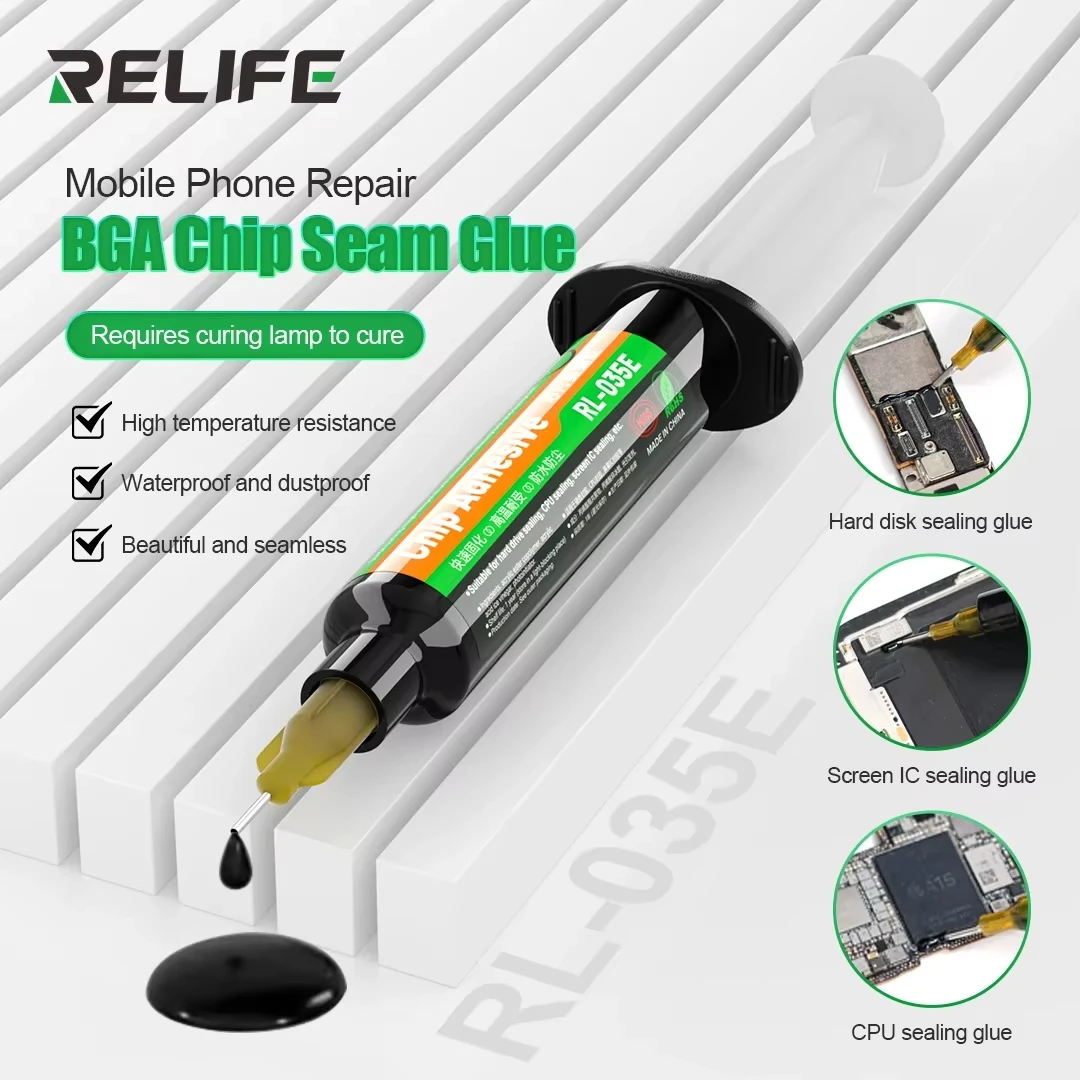 RELIFE RL-035E 10CC Chip Adhesive Waterproof and Dustproof Strong Durability Screen IC Sealing BGA Chip Seam Repair Glue