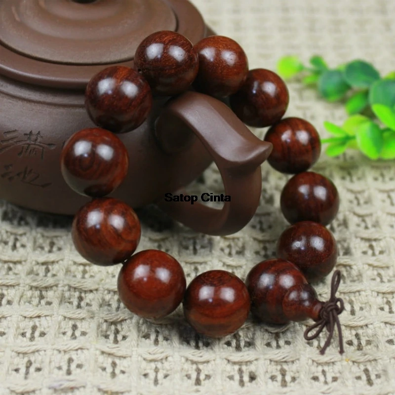 1pcs Handmade Unisex Red sandalwood bracelet Bead Diameter 1.2-2.0cm Buddhist Prayer Beads 12-17pcs Bracelet For Men Women Gifts